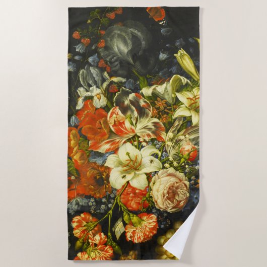 Serviette De Plage Vie morte avec fleurs et fruits (Devant)