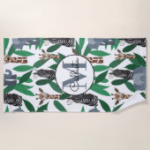 Serviette De Plage Vierge Zebra Elephant Giraffe Safari Animals (Devant)