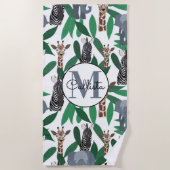 Serviette De Plage Vierge Zebra Elephant Giraffe Safari Animals (Devant)