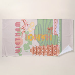 Serviette De Plage Vietnam Travel Art, Vintage