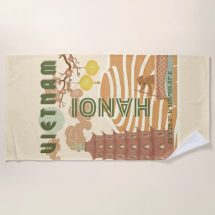 Serviette De Plage Vietnam Travel Art, Vintage