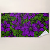 Serviette De Plage Vigne de Clematis pourpre (Devant)