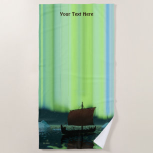 Serviette De Plage Viking Navire Et Lumières Du Nord