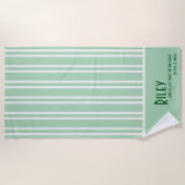 Serviette De Plage Ville Chic Feuille verte rayée Bridesmaitres (Devant)