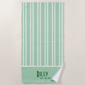 Serviette De Plage Ville Chic Feuille verte rayée Bridesmaitres (Devant)