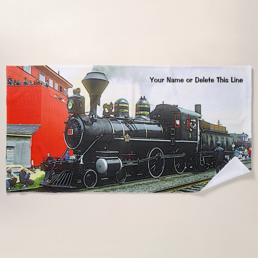 Serviette De Plage Ville de Winnipeg Steam Train Engine Ajouter un no (Devant)