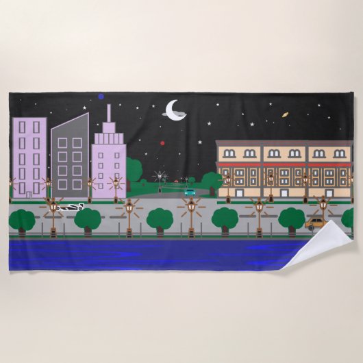 Serviette De Plage Ville nocturne (Devant)