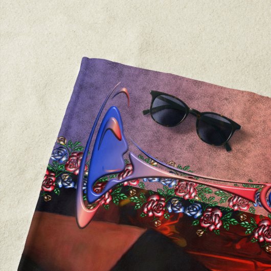 Serviette De Plage Vin, Catrinas, Fleurs et Bougies 1718 (En situation)