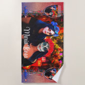 Serviette De Plage Vin, Catrinas, Fleurs et Bougies 1718 (Devant)