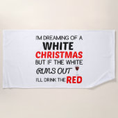 SERVIETTE DE PLAGE VIN ROUGE DE NOËL BLANC (Devant)