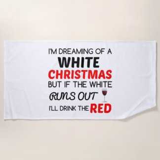 SERVIETTE DE PLAGE VIN ROUGE DE NOËL BLANC
