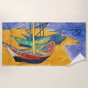 Serviette De Plage Vincent van Gogh - Bateaux de pêche sur la plage