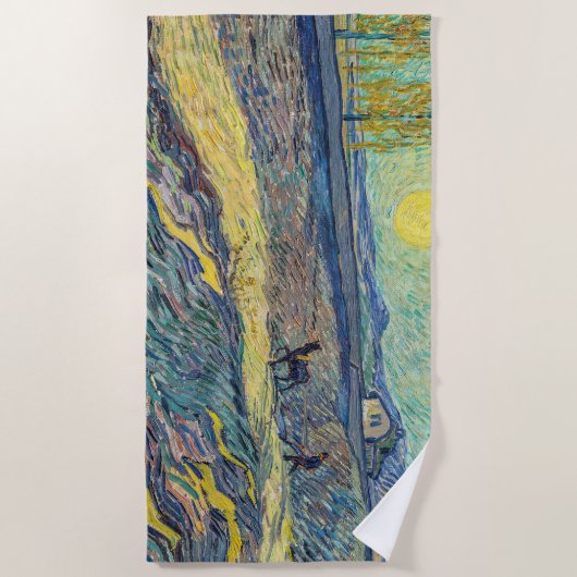 Serviette De Plage Vincent van Gogh - Champ avec des agriculteurs lab (Devant)