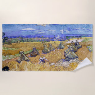 Serviette De Plage Vincent van Gogh - Meules de blé avec des moissonn