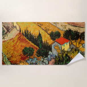 Serviette De Plage Vincent van Gogh - Paysage, Maison et Laboureur