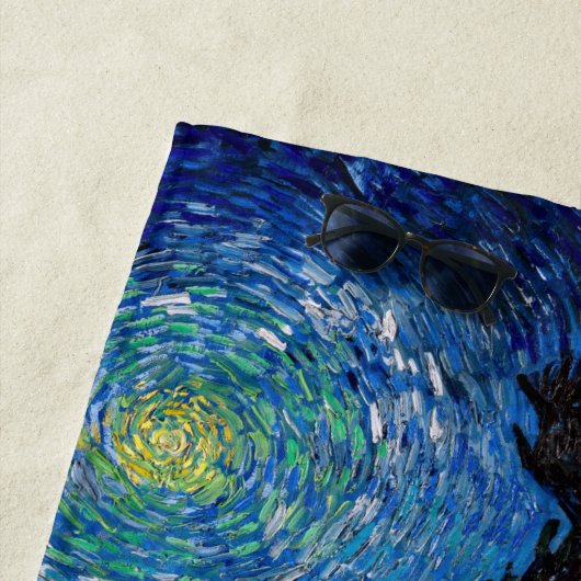 Serviette De Plage Vincent van Gogh - Route avec Cypress et Star (En situation)