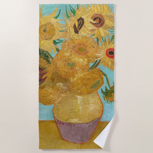 Serviette De Plage Vincent Van Gogh - Vase avec douze tournesols (Devant)