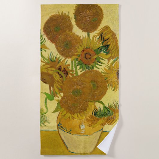 Serviette De Plage Vincent van Gogh - Vase avec quinze tournesols (Devant)