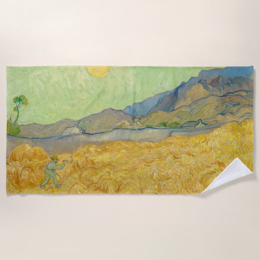 Serviette De Plage Vincent van Gogh - Wheatfield avec une Faucheuse (Devant)