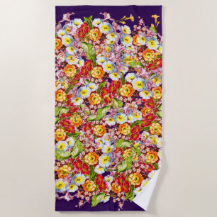 Serviette De Plage Vintage Art Floral Motif Fleurs de printemps Primr