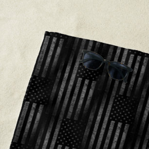 Serviette De Plage Vintage Black Grunge USA American Flag Motif
