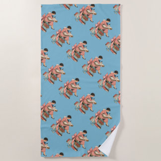 Serviette De Plage Vintage Book Lover Reading Illustration