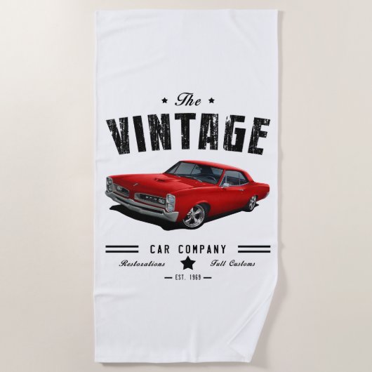 Serviette De Plage Vintage Car Company Red GTO (Devant)
