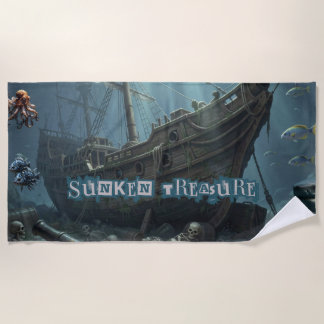 Serviette De Plage Vintage Caribbean Treasure Pirate