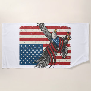 Serviette De Plage Vintage Eagle Drapeau Vector Patriote Conception d