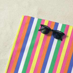 Serviette de plage vintage en rayures colorées