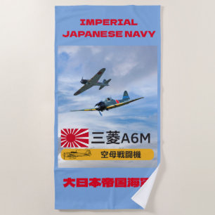 Serviette De Plage Vintage Japonais Zero Fighters - Art de l'Escadron