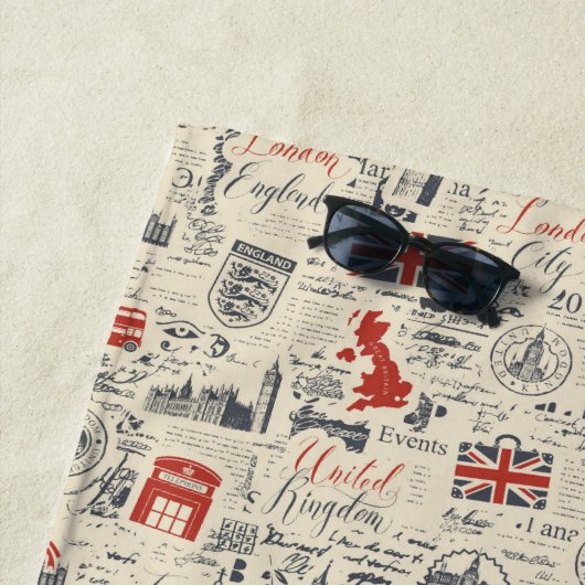 Serviette De Plage Vintage London Beach Towel (En situation)