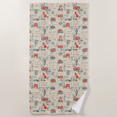 Serviette De Plage Vintage London Beach Towel (Devant)