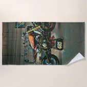Serviette De Plage vintage motorcycle art (Devant)