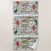 Serviette De Plage vintage noël poinsettia joyeux noel (Devant)