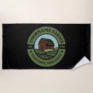 Serviette De Plage Vintage NOM AJOUT DE L'Étanche Campagne Agricole