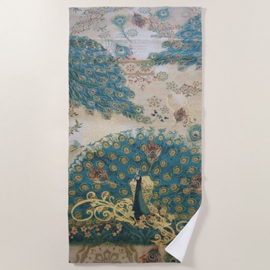 Serviette De Plage Vintage Peacock - Beach Towne (Devant)