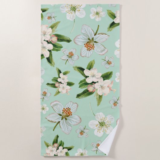 Serviette De Plage Vintage printemps fleuris Motif (Devant)