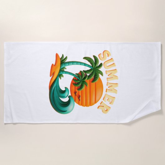 Serviette De Plage Vintage Summer Beach Vibes (Devant)