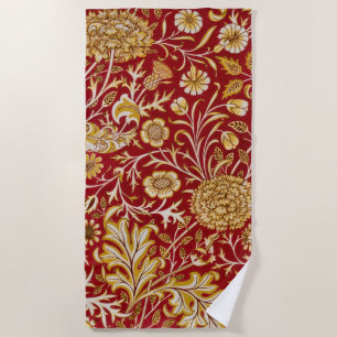 Serviette De Plage Vintage William Morris Cherwell Rouge Floral Art