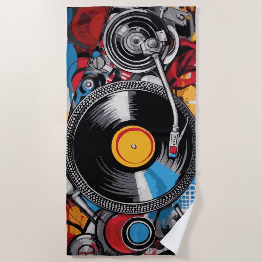 Serviette De Plage Vinyl Record Turntable DJ Art (Devant)