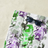 Serviette de plage violet et vert Horses (En situation)