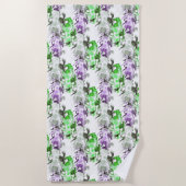 Serviette de plage violet et vert Horses (Devant)