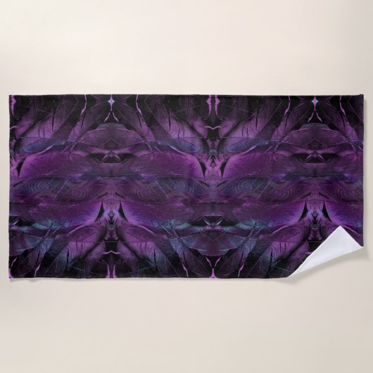 Serviette De Plage Violet foncé violet pourpre Abstraite plumes textu (Devant)