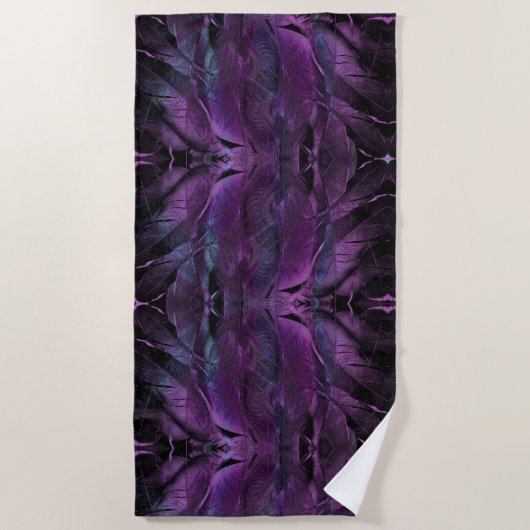 Serviette De Plage Violet foncé violet pourpre Abstraite plumes textu (Devant)