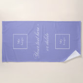 Serviette De Plage Violet lavande beauté salon texte logo entreprise (Devant)