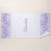 Serviette De Plage Violet lavande blanche nom élégant (Devant)