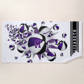 Serviette De Plage violet noir basketballs stars filles monogrammed (Devant)