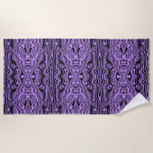 Serviette de plage violet noir Wavy Stripe (Devant)