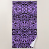 Serviette de plage violet noir Wavy Stripe (Devant)